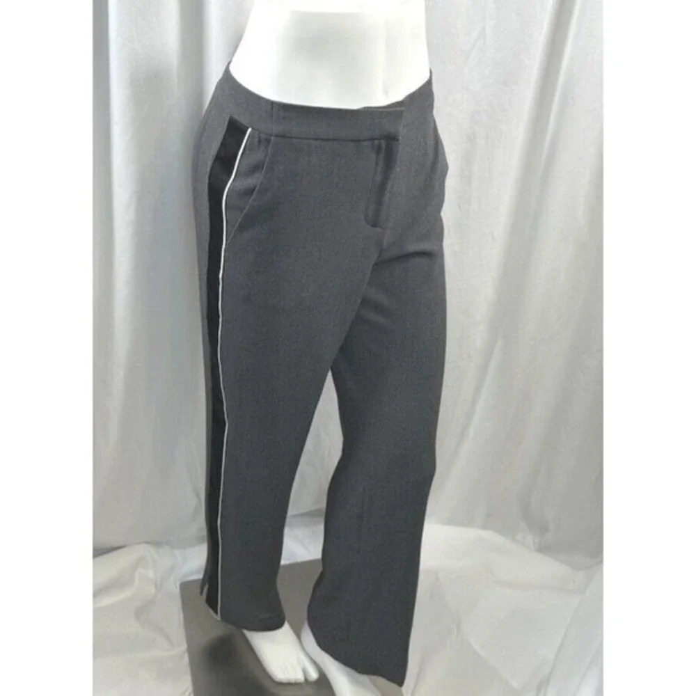 Ann Taylor Grey Tuxedo Stripe Trousers Black Side Stripe Pants M Blokecore 76-15